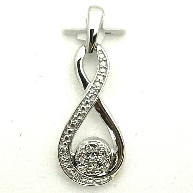 Sterling Silver Round 0.03 ctw Diamond Infinity Fashion Pendant