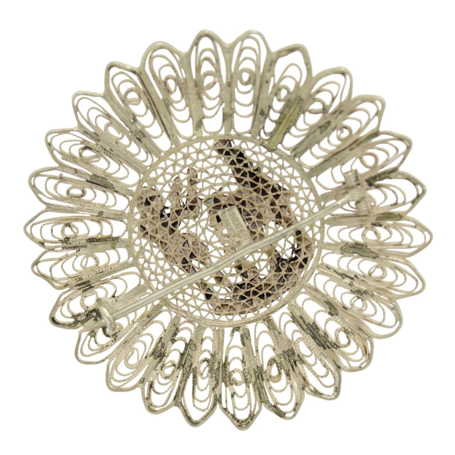 Sunburst Egyptian Motif Pin Solid .925 Sterling Silver 17.7g