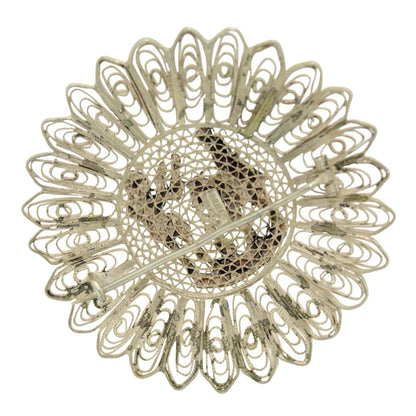 Sunburst Egyptian Motif Pin Solid .925 Sterling Silver 17.7g