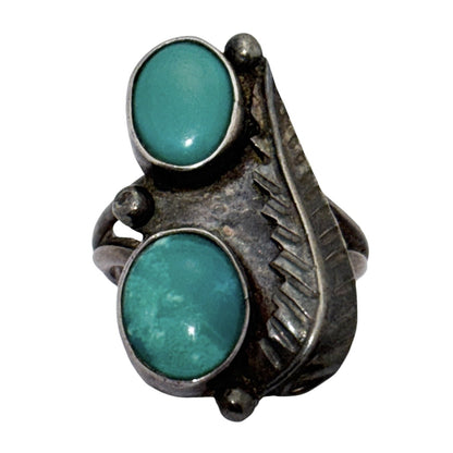 Vintage Southwestern Sterling Silver 925 Oval Gemstone  Ring Size 5.75