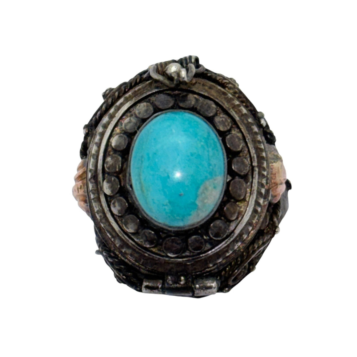 Vintage Southwestern Poison Sterling Silver 925 Oval Turquoise Ring Size 7.25