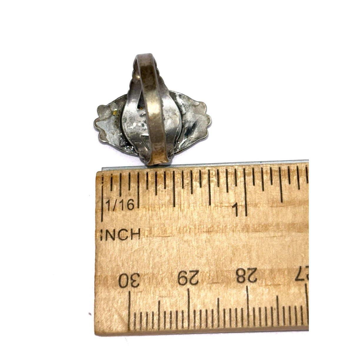 Vintage Southwestern Sterling Silver 925 Oval Turquoise Rope Style Ring Size 6.5