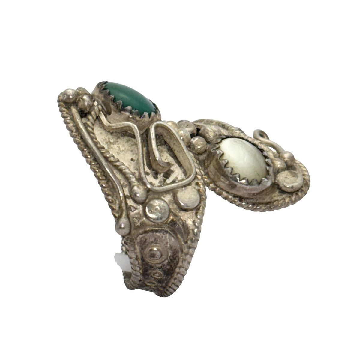 Vintage Southwestern Sterling Silver 925 Oval Gemstone  Ring Size 7.5