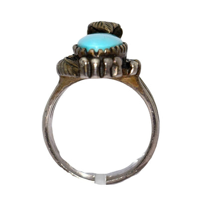 Vintage Southwestern Sterling Silver 925 Oval Turquoise Ring Size 7