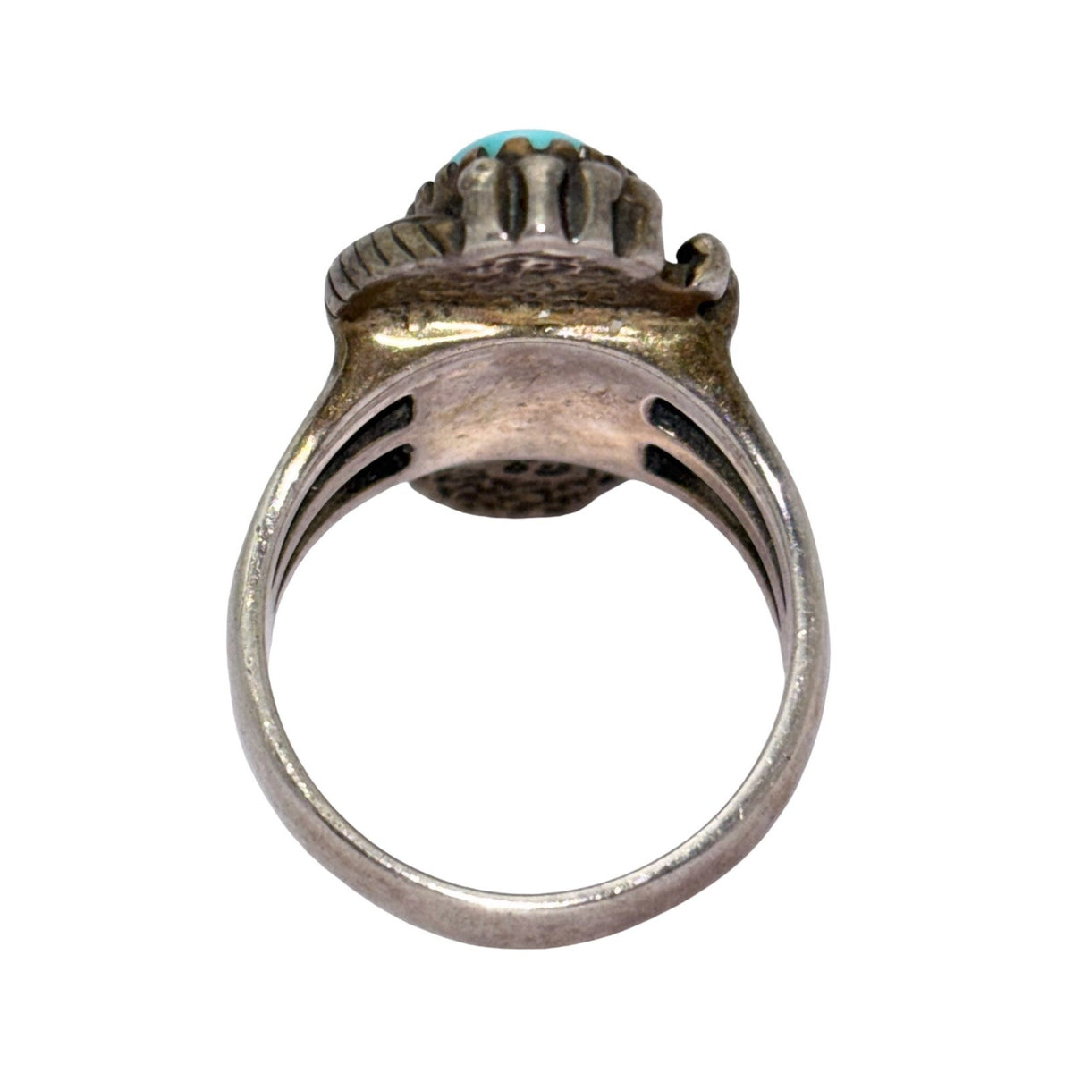 Vintage Southwestern Sterling Silver 925 Oval Turquoise Ring Size 7