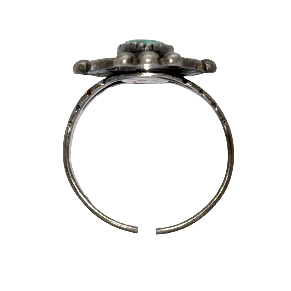 Vintage Southwestern Sterling Silver 925 Oval Turquoise Rope Style Ring Size 6.5