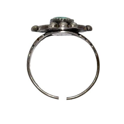 Vintage Southwestern Sterling Silver 925 Oval Turquoise Rope Style Ring Size 6.5