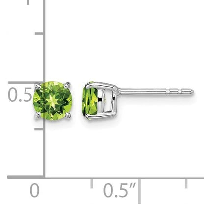 14K White Gold 5mm Round Peridot Stud Earrings With Backs