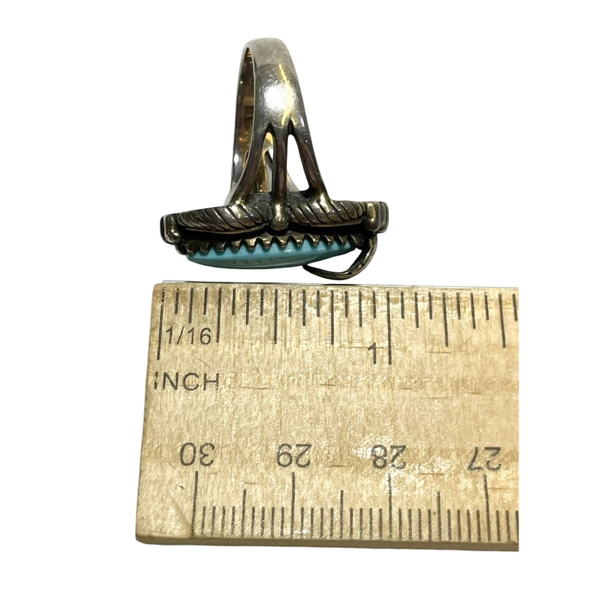 Vintage Southwestern Sterling Silver 925 Oval Turquoise Ring Size 7