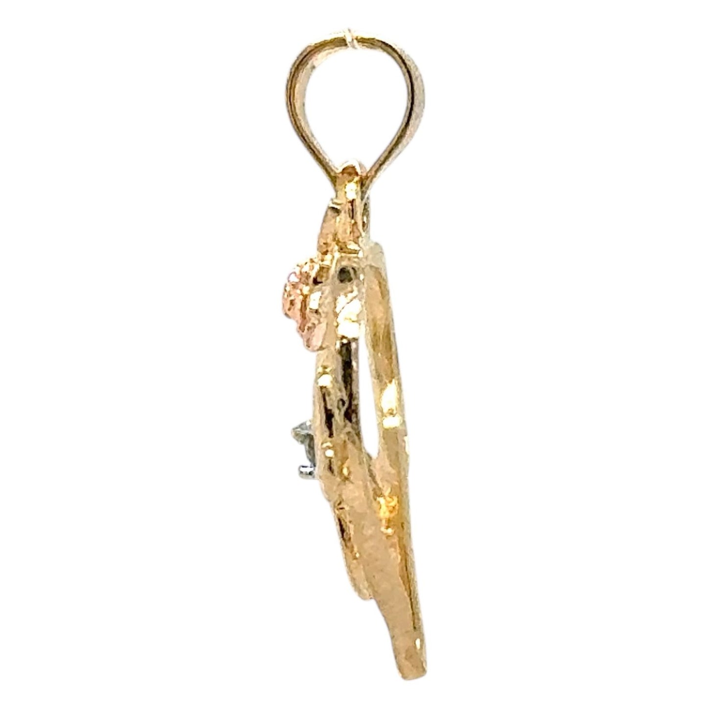 Mom Heart with Diamond 14k Multi-tone Gold Pendant 1.3g