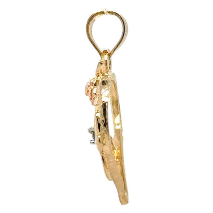 Mom Heart with Diamond 14k Multi-tone Gold Pendant 1.3g