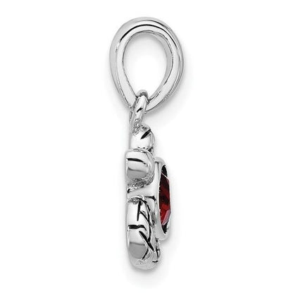 Sterling Silver  January Birthstone Turtle Pendant With Red Crystal