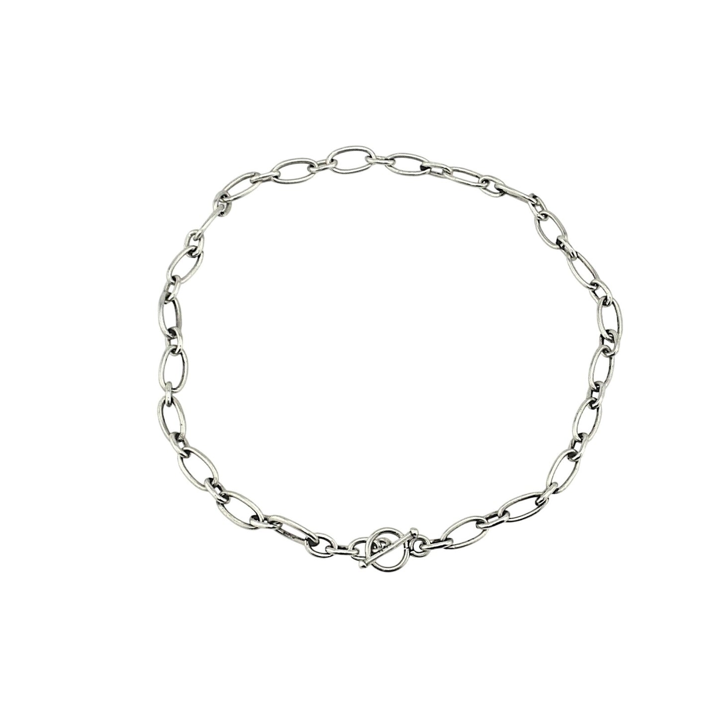 17" Sterling Silver Oval Link Chain Necklace With Toggle Clasp 30.2g 925 Fine Jewelry