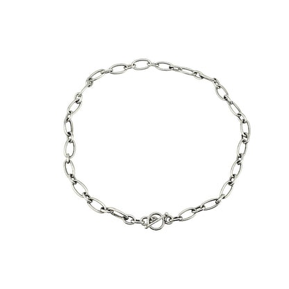 17" Sterling Silver Oval Link Chain Necklace With Toggle Clasp 30.2g 925 Fine Jewelry