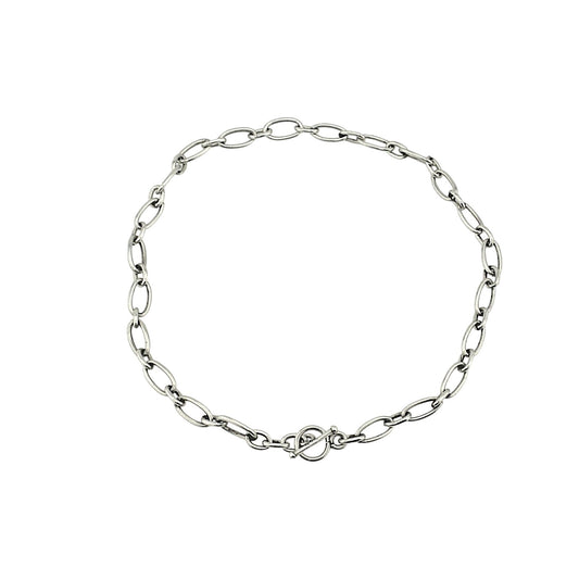 17" Sterling Silver Oval Link Chain Necklace With Toggle Clasp 30.2g 925 Fine Jewelry