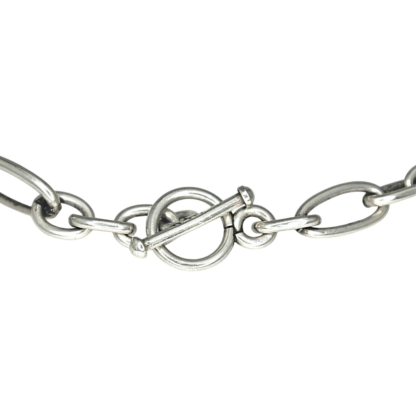 17" Sterling Silver Oval Link Chain Necklace With Toggle Clasp 30.2g 925 Fine Jewelry