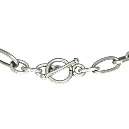 17" Sterling Silver Oval Link Chain Necklace With Toggle Clasp 30.2g 925 Fine Jewelry