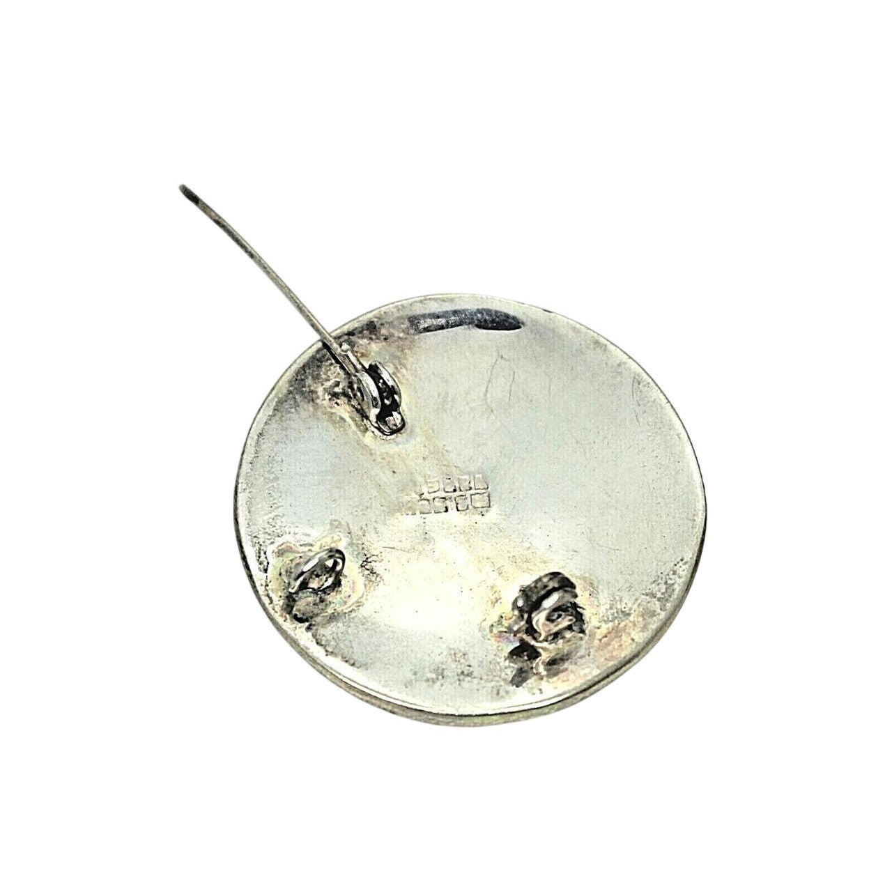 Vintage 925 Sterling Silver Mother Of Pearl Rose Inlay Pin Pendant 5.1g