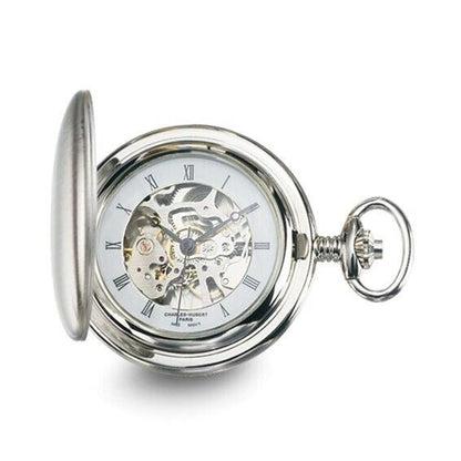 Charles Hubert Chrome-finish White Skeleton Dial Pocket Watch