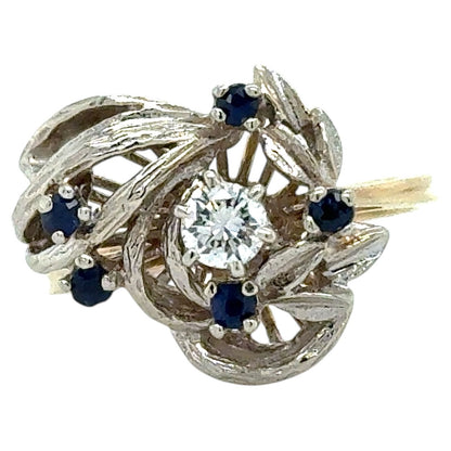 1/4ctw Diamond & Sapphire 14k Two-Tone Gold Ring 4.1g Size 6.5 (I1-3,G-I)