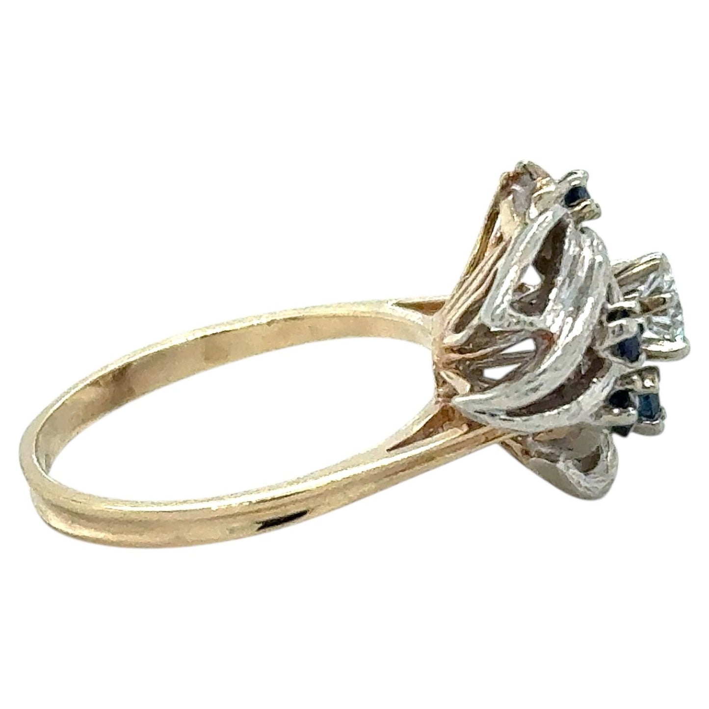1/4ctw Diamond & Sapphire 14k Two-Tone Gold Ring 4.1g Size 6.5 (I1-3,G-I)