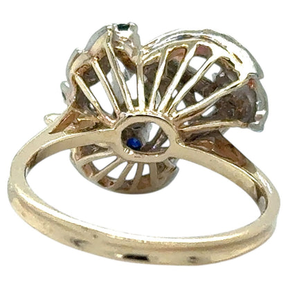 1/4ctw Diamond & Sapphire 14k Two-Tone Gold Ring 4.1g Size 6.5 (I1-3,G-I)