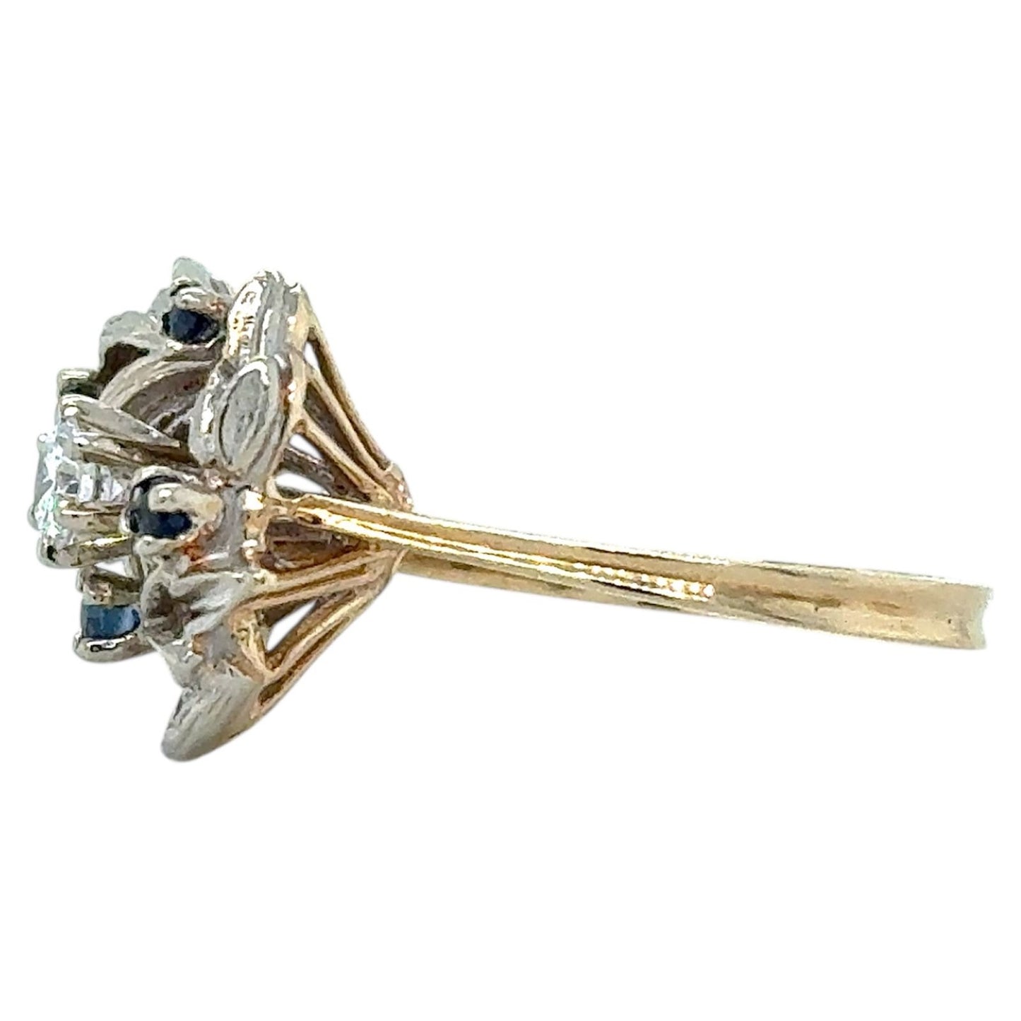1/4ctw Diamond & Sapphire 14k Two-Tone Gold Ring 4.1g Size 6.5 (I1-3,G-I)