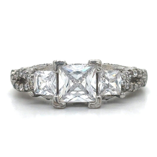 .925 Sterling Silver Size 8 Cubic Zirconia Ring 4.3g