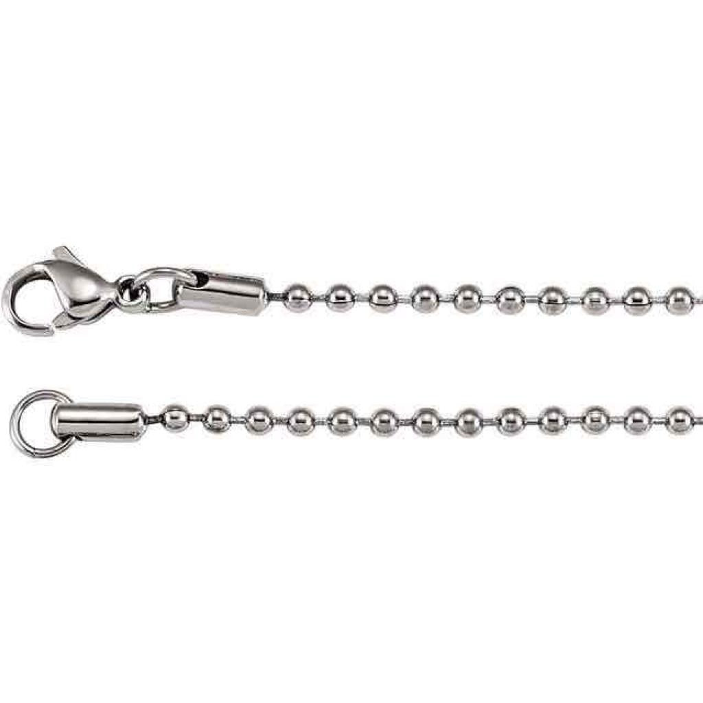 Stainless Steel 2.4mm Hollow Bead Chain Necklace 28 Inch