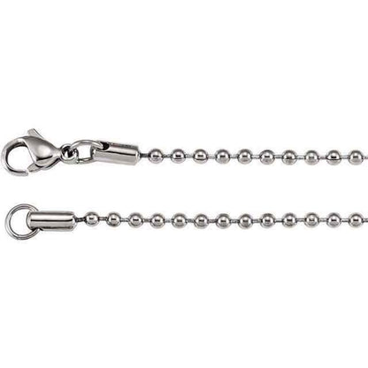 Stainless Steel 2.4mm Hollow Bead Chain Necklace 28 Inch