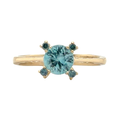 Topaz & Blue Diamond 14k Yellow Gold Ring 2.8g Size 7