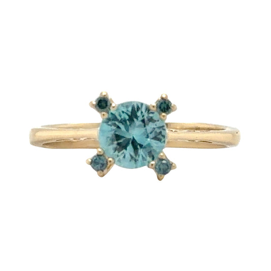 Topaz & Blue Diamond 14k Yellow Gold Ring 2.8g Size 7