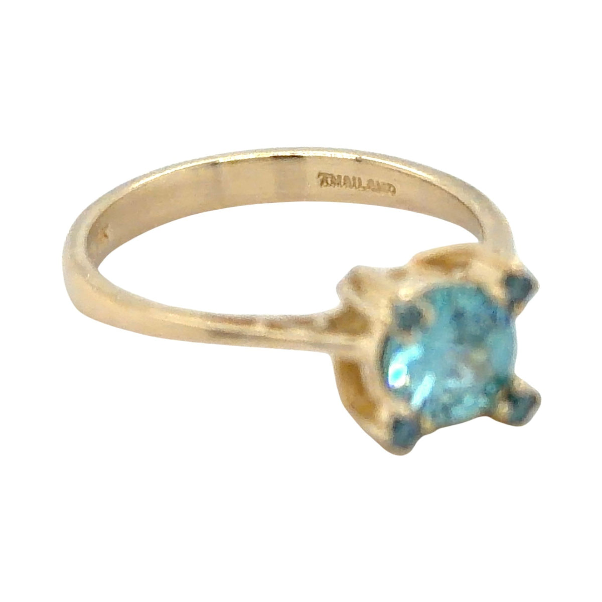 Topaz & Blue Diamond 14k Yellow Gold Ring 2.8g Size 7