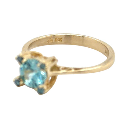Topaz & Blue Diamond 14k Yellow Gold Ring 2.8g Size 7