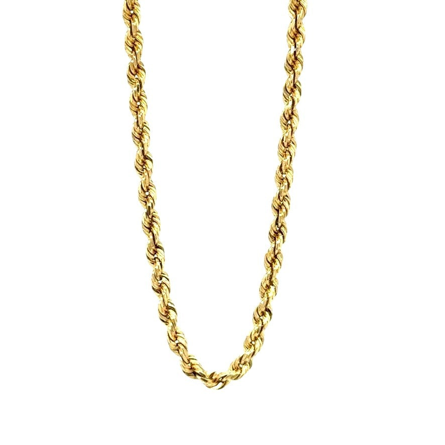 2.3mm 14K Yellow Gold Rope Chain Necklace 18 Inch 9.0g