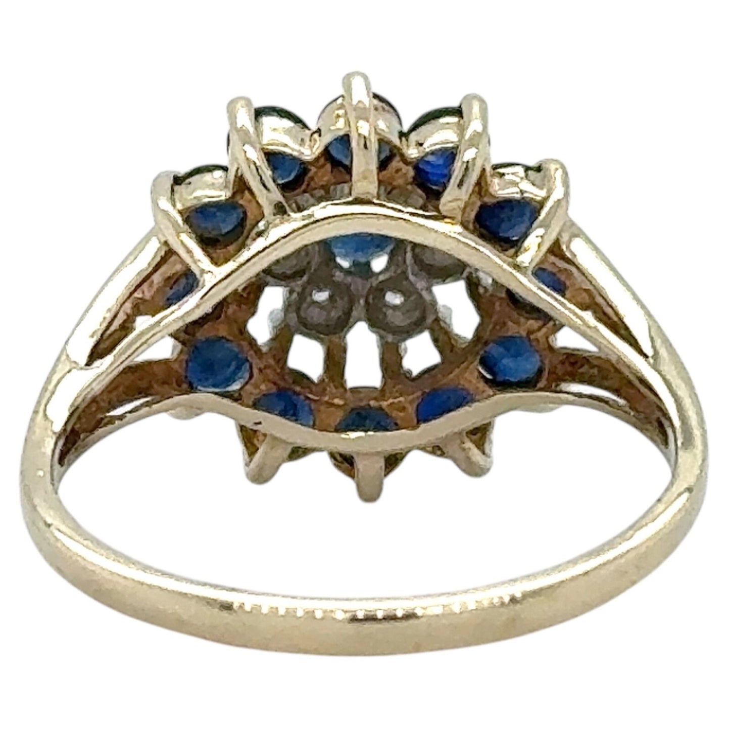 Sapphire & Diamond Cluster 10k Yellow Gold Ring 2.2g Size 6.25