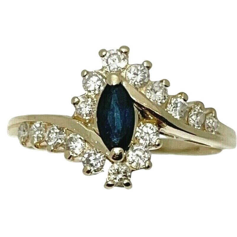 1/3 ctw Sapphire Solitaire Diamond Ring REAL SOLID 14 k Gold 2.5 g Size 7.5