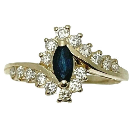 1/3 ctw Sapphire Solitaire Diamond Ring REAL SOLID 14 k Gold 2.5 g Size 7.5