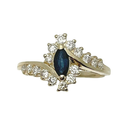 1/3 ctw Sapphire Solitaire Diamond Ring REAL SOLID 14 k Gold 2.5 g Size 7.5