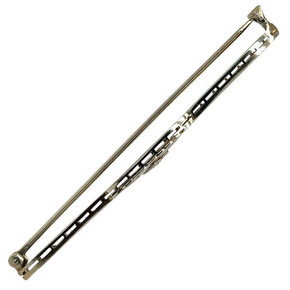 Vintage Diamond 14k White Gold Pin Brooch 4.3g