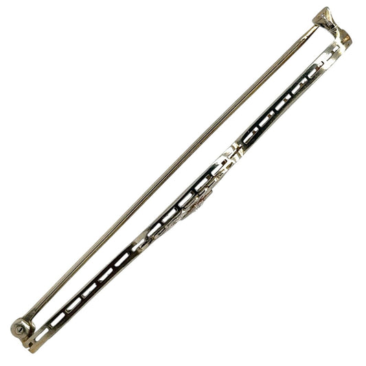 Vintage Diamond 14k White Gold Pin Brooch 4.3g