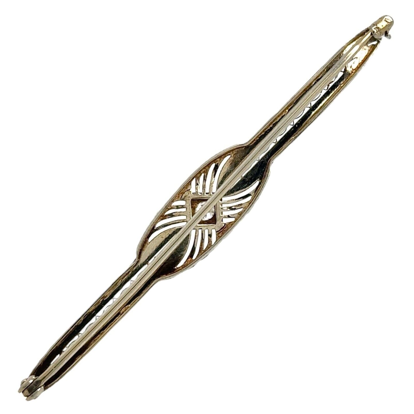 Vintage Diamond 14k White Gold Pin Brooch 4.3g