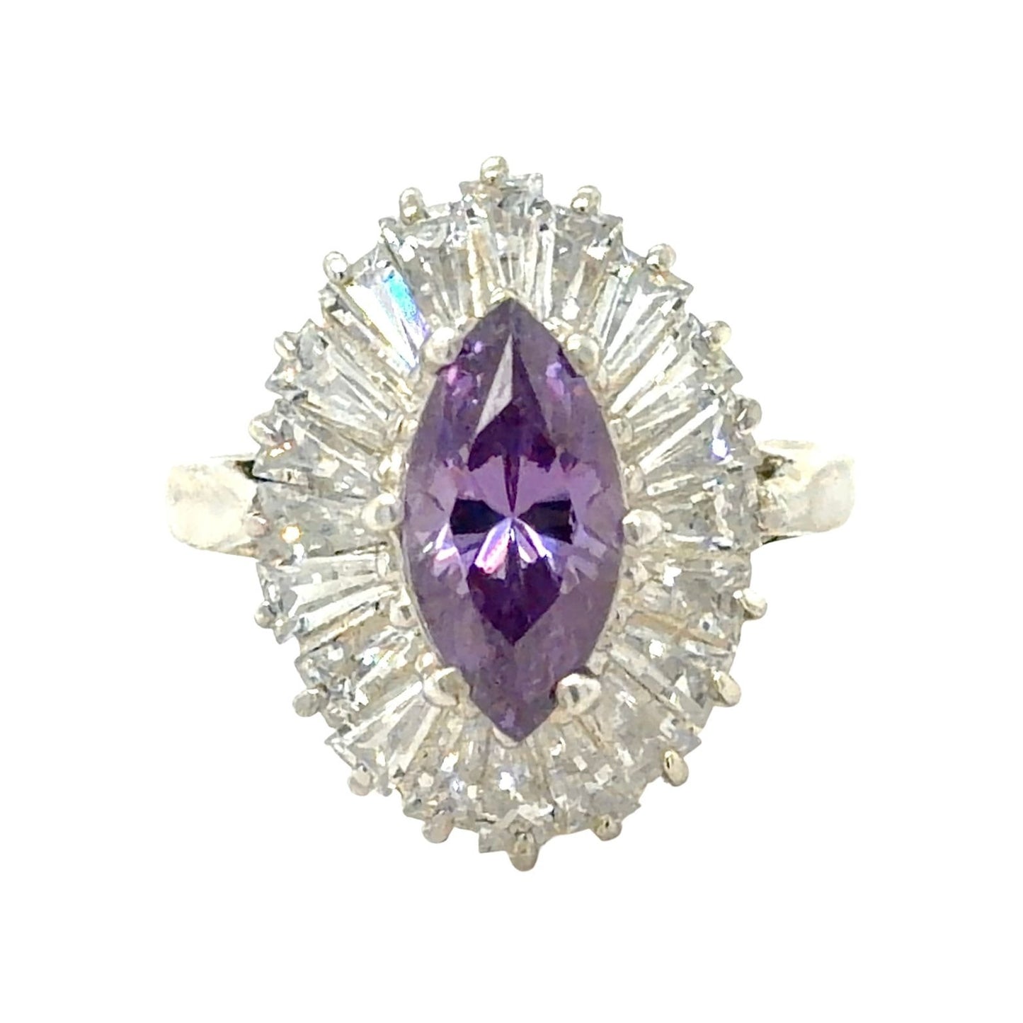 Amethyst & CZ Accents Sterling Silver Ring 3.9g Size 7