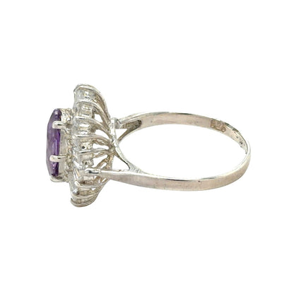 Amethyst & CZ Accents Sterling Silver Ring 3.9g Size 7