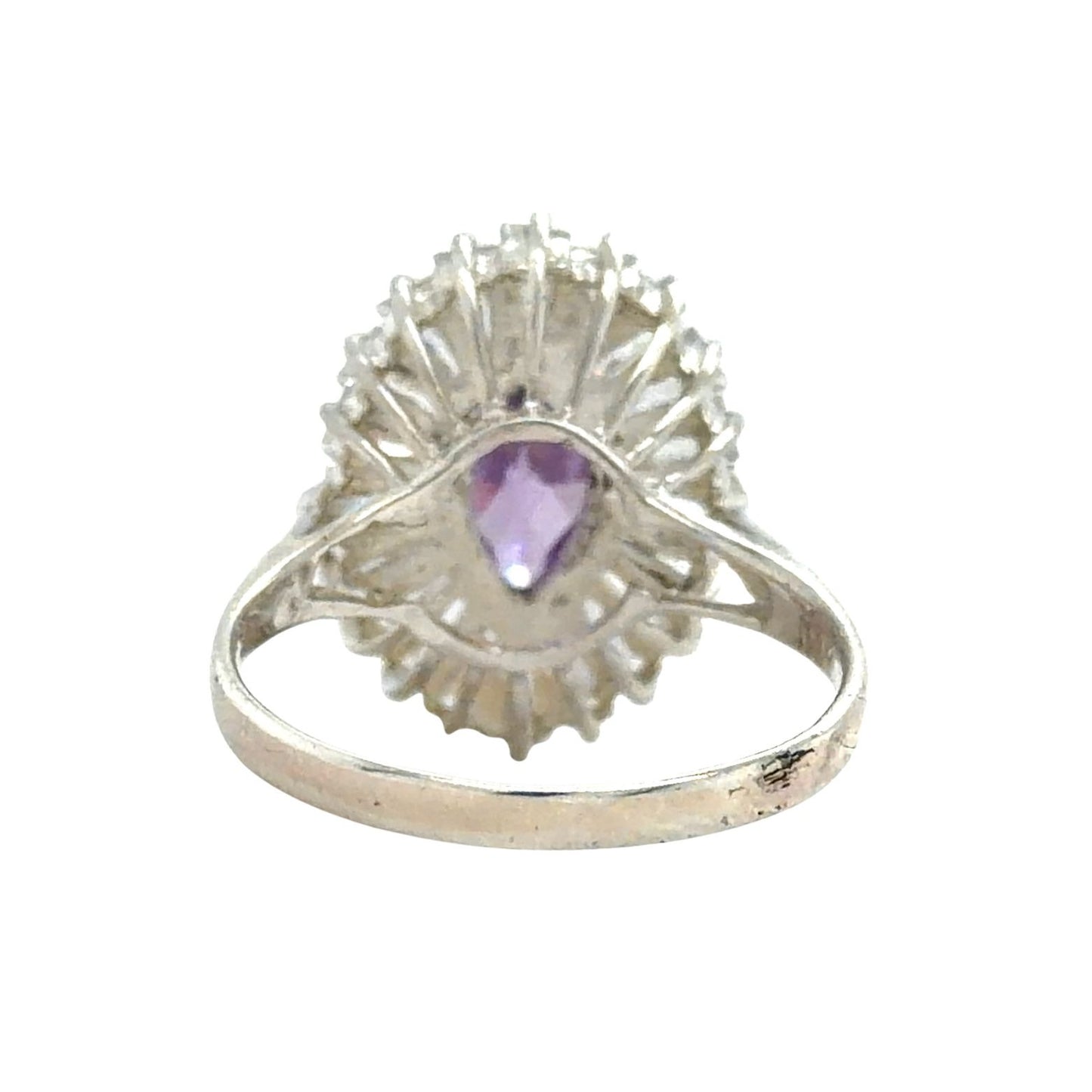 Amethyst & CZ Accents Sterling Silver Ring 3.9g Size 7