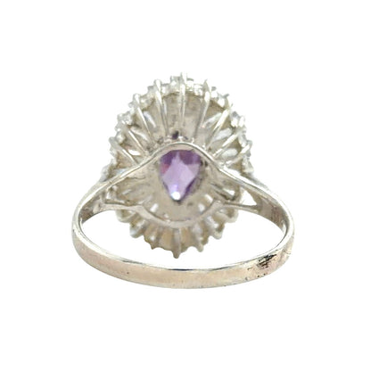 Amethyst & CZ Accents Sterling Silver Ring 3.9g Size 7