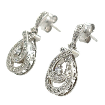 10k White Gold 1/3ctw Diamond Drop Dangle Earrings 3.8g