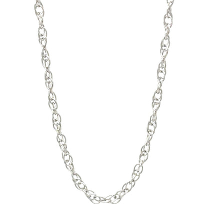 14k White Gold 1.1mm Loose Rope 20in Chain Necklace 1.1g