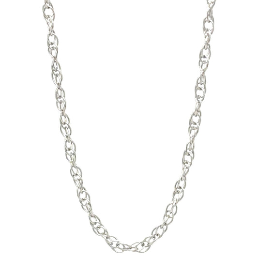 14k White Gold 1.1mm Loose Rope 20in Chain Necklace 1.1g
