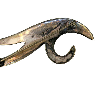 Sterling Silver Abstract Wave Brooch Pin .925 Natural Patina Vintage